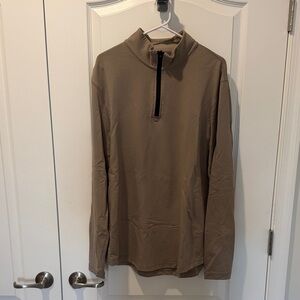 Men's Beige Quarter-Zip Long Sleeve Shirt